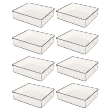 Imagem de Kit Organizador Modular Grande Multiuso Cristal Gaveta Maquiagem Geladeira 17,5x23,4x5,5(KIT 8)