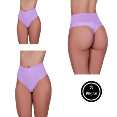 Imagem de Kit 3 Calcinha Fio Duplo e Cós Alto Microfibra Pós Parto - c8 KIT 3 BE