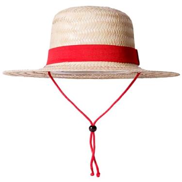 Imagem de Chapéu One Piece Personagem Luffy Anime Palha Natural com Cordão Cosplay Personagem Fantasia Adulto e Infantil Unissex (Cordão Vermelho, Infantil)
