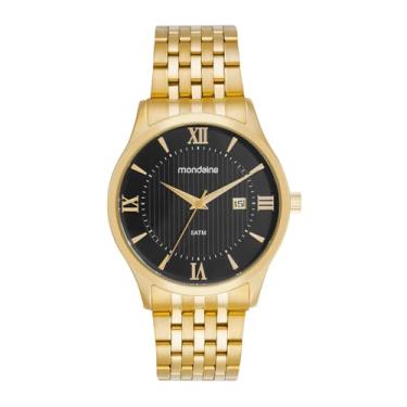 Imagem de Mondaine Relógio Masculino Dourado Mostrador Preto Marcações Romanas