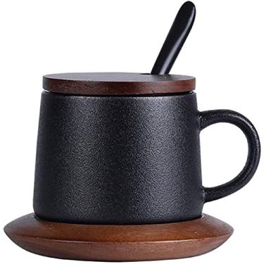 Imagem de CYYHGD Caneca de café fofa, caneca de aniversário, caneca de professor, caneca infantil, caneca de cerâmica de 335 ml, xícara de chá, xícara de café com pires, conjunto de teste de madeira