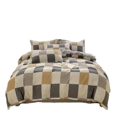 Imagem de THJKUPO Lençol de cama de algodão estampado de quatro peças e capa de edredom todo algodão têxtil doméstico (200 x 230 cm)