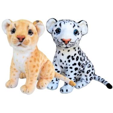 Imagem de Kit Leão e Onça de Pelúcia Filhote Sentado Nicho Safari - Sunn Toys