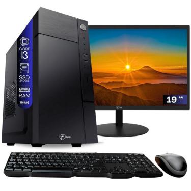Imagem de Computador Completo Tob Intel Core I3 Ssd 240gb Memória 8gb Windows 10 Pro Trial + Teclado E Mouse + Monitor 19" Desktop