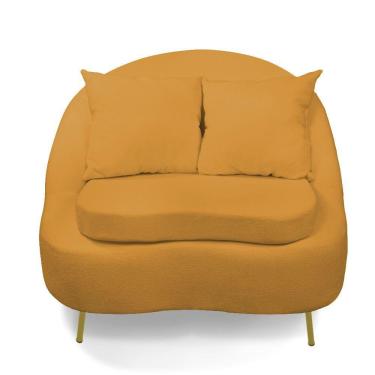 Imagem de Poltrona Decorativa Orgânica Pé Ferro Dou Zaya Bouclê C05 - D\'rossi Cor Mostarda