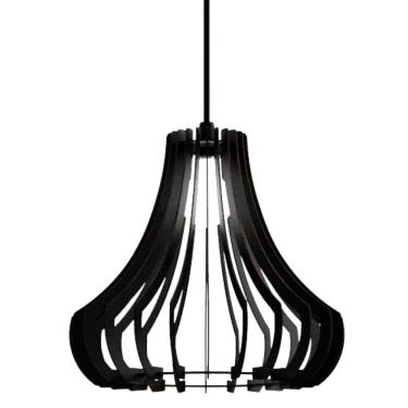 Imagem de Luminária Teto Tipo Pendente Gancho Mdf Completa - Preta