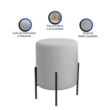 Imagem de Puff Orgânico Boucle Thor Com Pés De Ferro Preto Prata