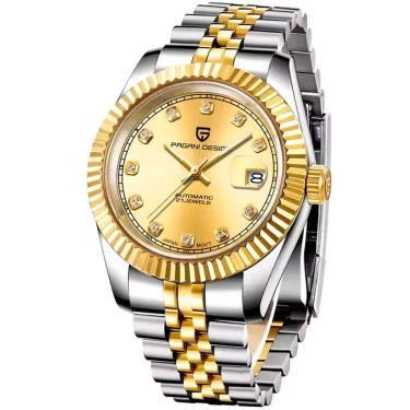 Imagem de Relogio Analógico Masculino Automatico Em Aço Inoxidavel Impermeavel 10 Atm Dourado