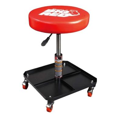 Imagem de BIG RED TR6350 Torin Rolling Pneumático Garagem/Loja Assento de Garagem: Banquinho Mecânico Ajustável Acolchoado com Armazenamento de Bandeja de Ferramentas, Vermelho Grande