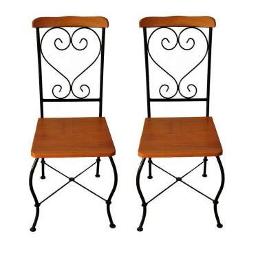 Imagem de Cadeira De Jantar Conjunto Com 6 Estilo Industrial Rustica Ferro E Madeira Artesanal