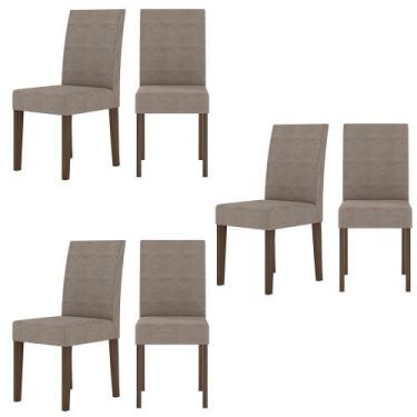 Imagem de Kit de 6 Cadeiras Josi com Tecido em Suede - Loja DoceLar, Amendoa/Cap