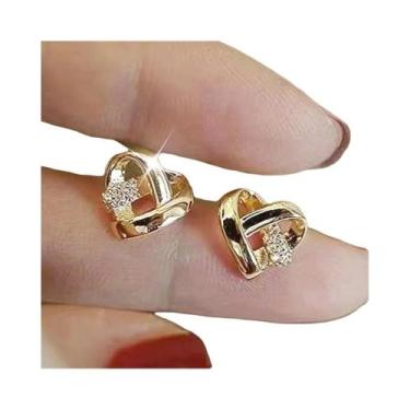 Imagem de Brincos De Coração Em Prata E Ouro Para Mulheres Huitan, Joias De Moda