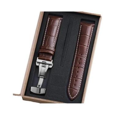 Imagem de Pulseira De Relógio Ajustável Em Couro Genuíno 12-22mm Com Fecho Borbo