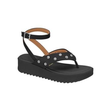 Imagem de Sandália Vizzano Feminina Flatform Pedrarias Conforto Preto Cor:PretoT