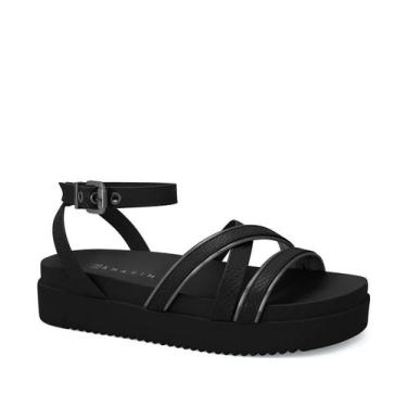Imagem de Sandália Feminina Flatform Tiras Ramarim Preto-37039, Preto, 36