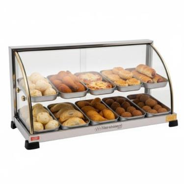 Imagem de Estufa Vitrine Ouro Para Salgados Dupla Expositor 10 Bandejas Marcheso