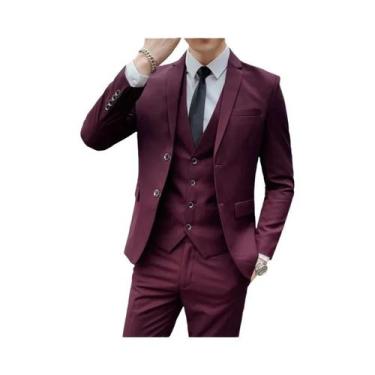 Imagem de Terno Masculino Slim Fit Liso Para Negócios E Casamentos 2026: Blazer,