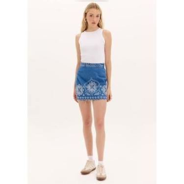 Imagem de Saia Jeans Curta Bordada-Feminino