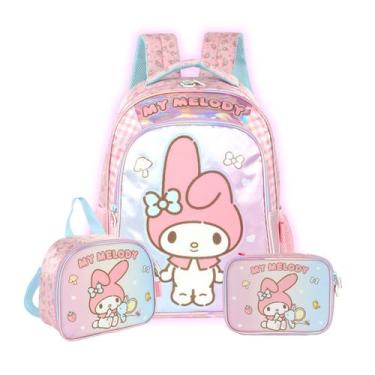 Imagem de Kit Mochila Costas My Melody Escolar Lancheira E Estojo Box, Rosa