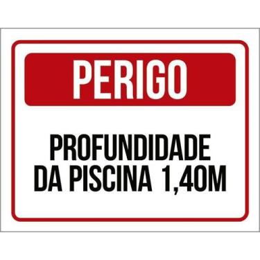 Imagem de Kit 5 Placa Acm Perigo Profundidade Piscina 1M40 18X23 - Sinalizo