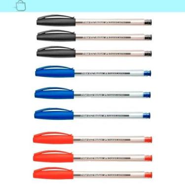 Imagem de Kit 9 Canetas Faber-Castell Vermelha ul Preta