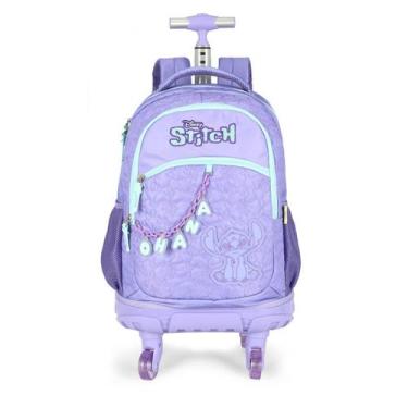 Imagem de Mochila Escolar de Rodas Stitch Disney Meninas Juvenil - Luxcel, Lilás