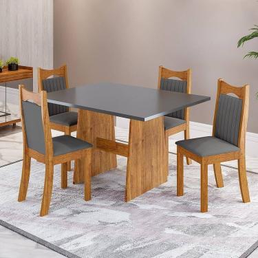 Imagem de Conjunto Sala de Jantar 4 Lugares Retangular Tampo de Mdp Lyra Mel/Cinza