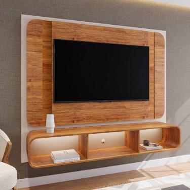 Imagem de Painel para Tv até 75 Polegadas com Led e Nichos Monet Off White/Mel