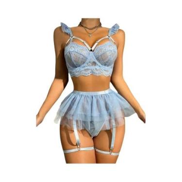 Imagem de Conjunto De Sutiã De Renda Transparente Sexy, Lingerie Fina, Roupa Ínt