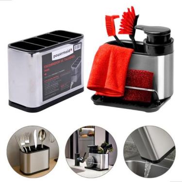 Imagem de Organizador de Pia Inox com Dispenser Porta Esponja e Talheres Powerma