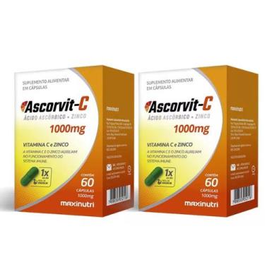 Imagem de kit 2x Ascorvit (Vitamina C + Zinco)- 60 cáps. - Maxinutri
