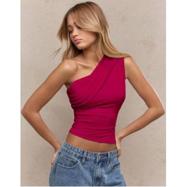 Imagem de Blusa Blusinha Um Ombro Só Feminina Drapeada Moda Casual Elegante - SW