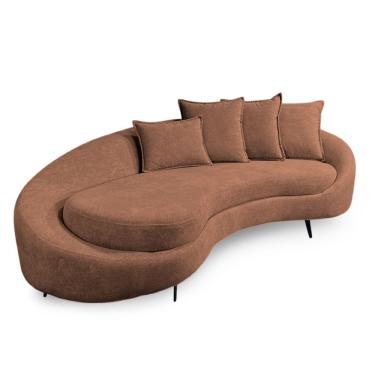 Imagem de Sofá 3 Lugares 2,30m Living Orgânico Medelim - élpis Móveis Boucle Terracota