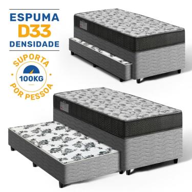 Imagem de Cama Box Bicama com Colchão de Espuma D33 Ortobom ISO 100 + Auxiliar de Molas Unique Solteiro 88cm