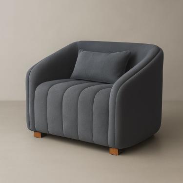 Imagem de Poltrona Orgânica Lili Bouclê Premium Tecido Bouclê Cinza FRI Varejo