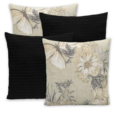 Imagem de Kit 4 Capas de Almofada Piquet 40x40 cm Decorativas Estampadas e Lisas