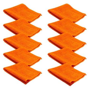 Imagem de Kit 10 pano microfibra ecologico uso geral 30x30cm laranja - FLASH TRU
