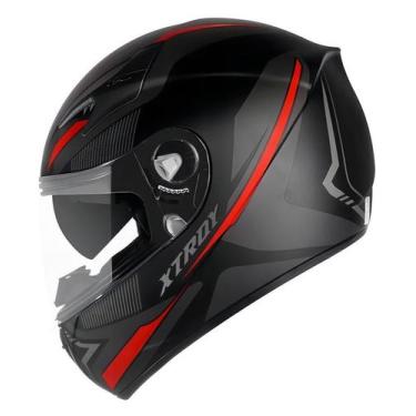 Imagem de Capacete Fechado EBF X Troy Drone Com óculos Interno, Preto Fosco/Verm