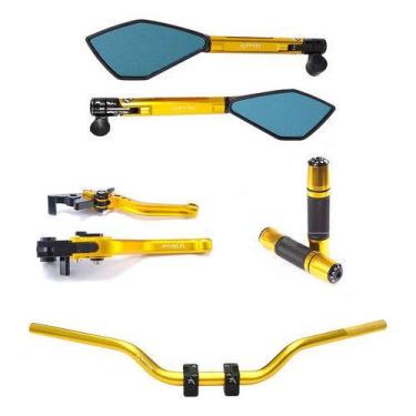 Imagem de Kit Guidão Naked Manopla Retrovisor Manete Cb250f Cb300 Cargo - NoBran