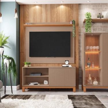 Imagem de Rack com Painel Ate 55 Polegadas Mondrian com Cristaleira com Led Mondrian White