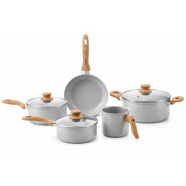 Imagem de Jogo de Panelas com Revestimento Ceramico Antiaderente 5 Peças Gris Ce