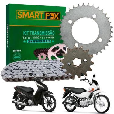Imagem de Kit Transmissão Relação Com Retentor Aço 1045 Pop 100 2007 2008 2009 2