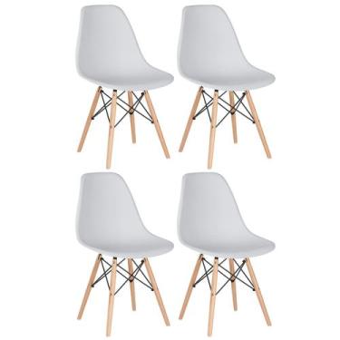 Imagem de Laraz, Kit 4 cadeiras Charles Eames Eiffel DSW com pés de madeira clar