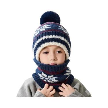 Imagem de Conjunto De Gorro E Cachecol De Lã Macia Para Meninos E Meninas, Chapé