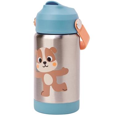 Imagem de Copo Térmico Buba Parede Dupla Com Canudo Zoo Cachorro Azul