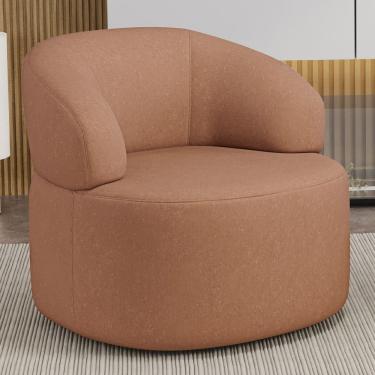 Imagem de Poltrona Giratória Orgânica Para Sala de Estar Living Helena L02 Linho Rosê - Lyam Decor