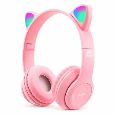 Imagem de Fone de Ouvido Orelhas de Gato Infantil com Leds Bluetooth Dobrável Ro
