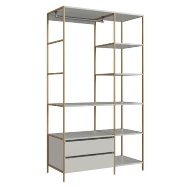 Imagem de Guarda Roupa Closet Grande Industrial 2 Gavetas P1025 Arena Dourado Pl