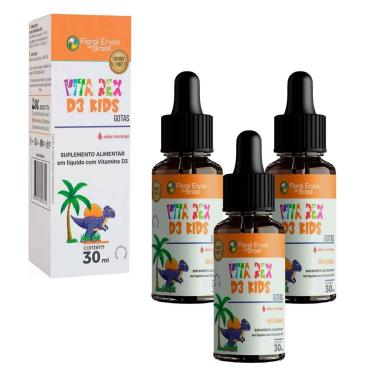 Imagem de Kit 3x Vitamina D3 Kids 3x30 ml Morango Floral Ervas do Brasil-Unissex