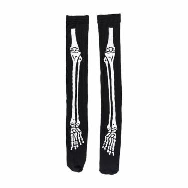 Imagem de Meia-calça Esqueleto Branco E Preto 66x11cm 1 Par - Cromus